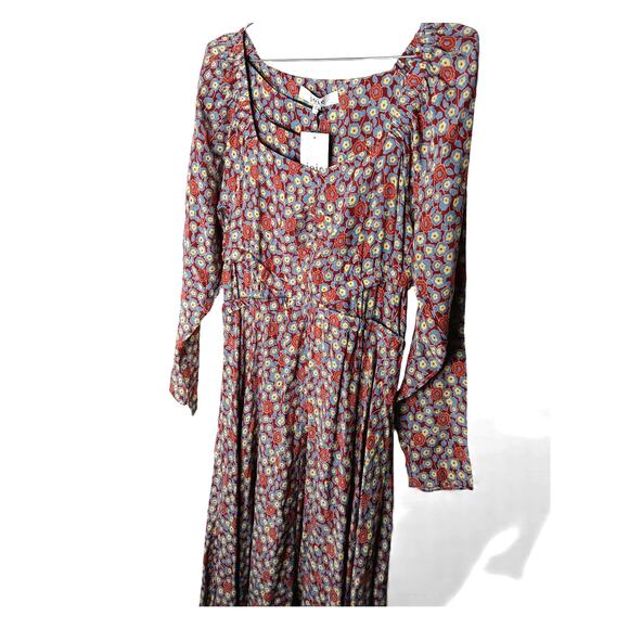 New Joie Eilish Floral Maxi Dress Fired Brick Multi Long Sleeve Boho Size S - Picture 8 of 16